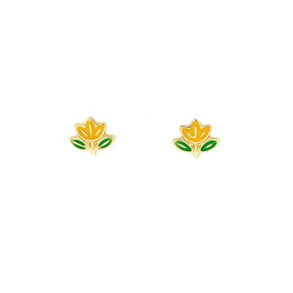 GoudWijzer Oorknoppen Tulp Geel Goud
